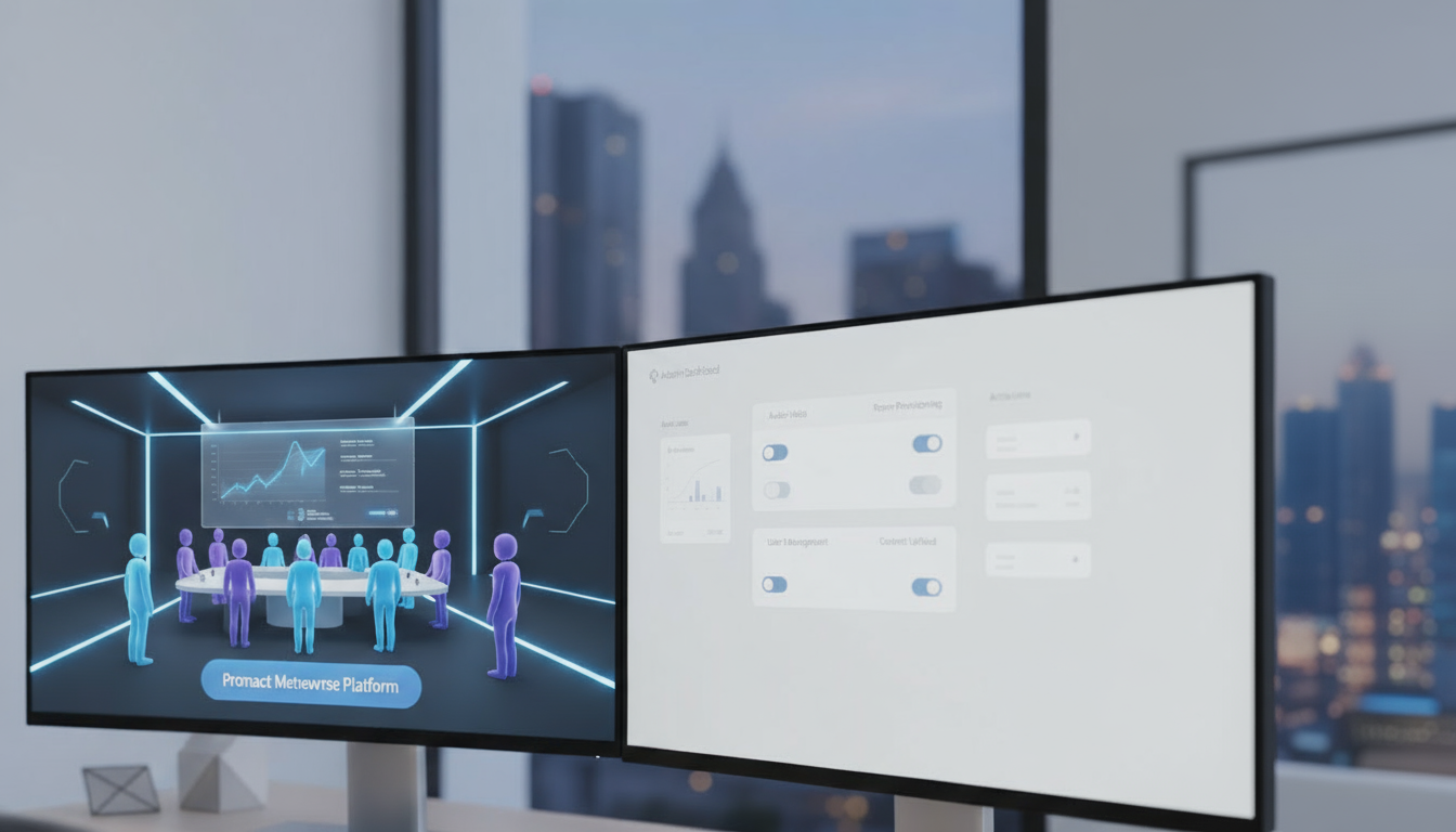 Immersive metaverse environment with admin and multi-user tools.