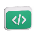 Green key on keyboard with white code brackets symbol.