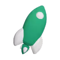 Green rocket icon representing fast delivery.