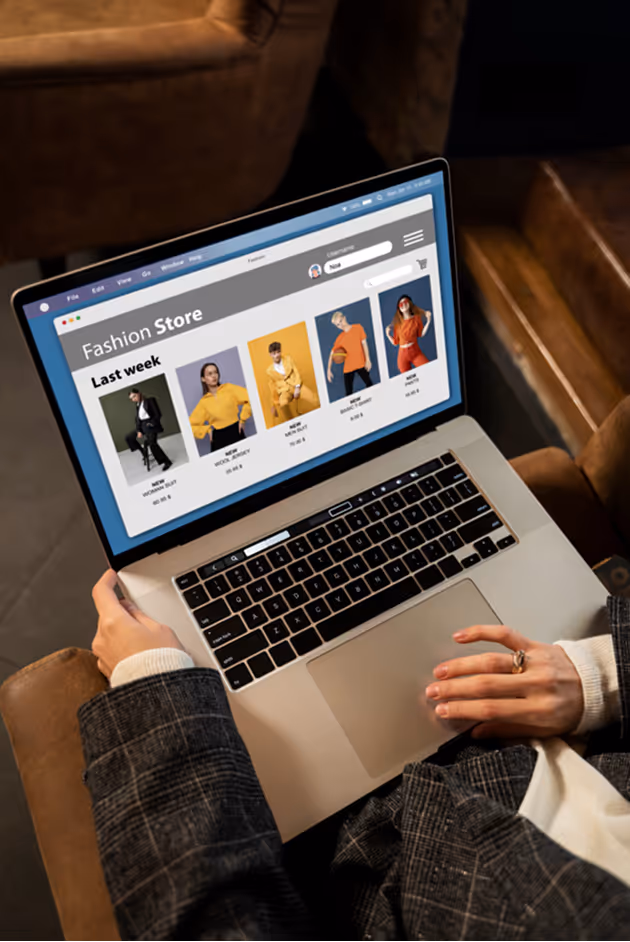 Person reviewing a product on a laptop.